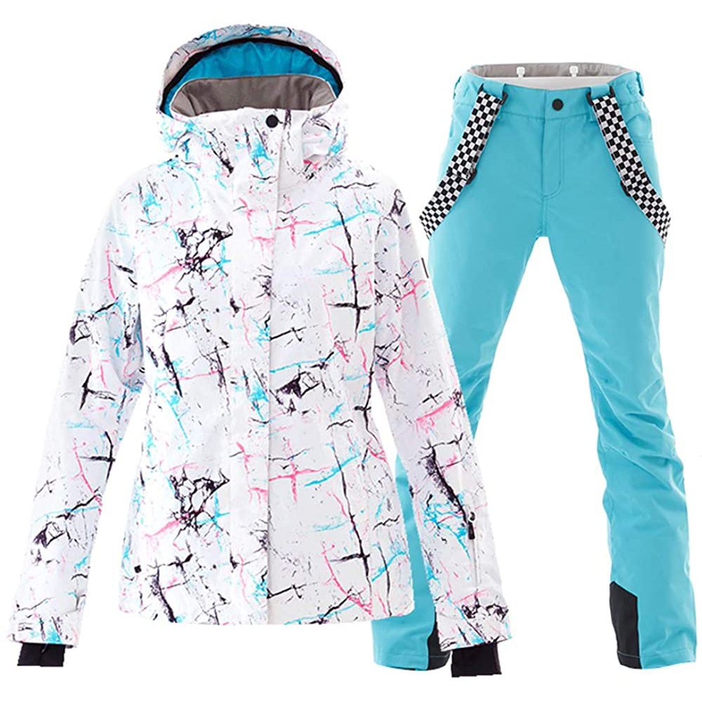 Women's Ski Jackets and Pants Set Windproof Waterproof Snowsuit